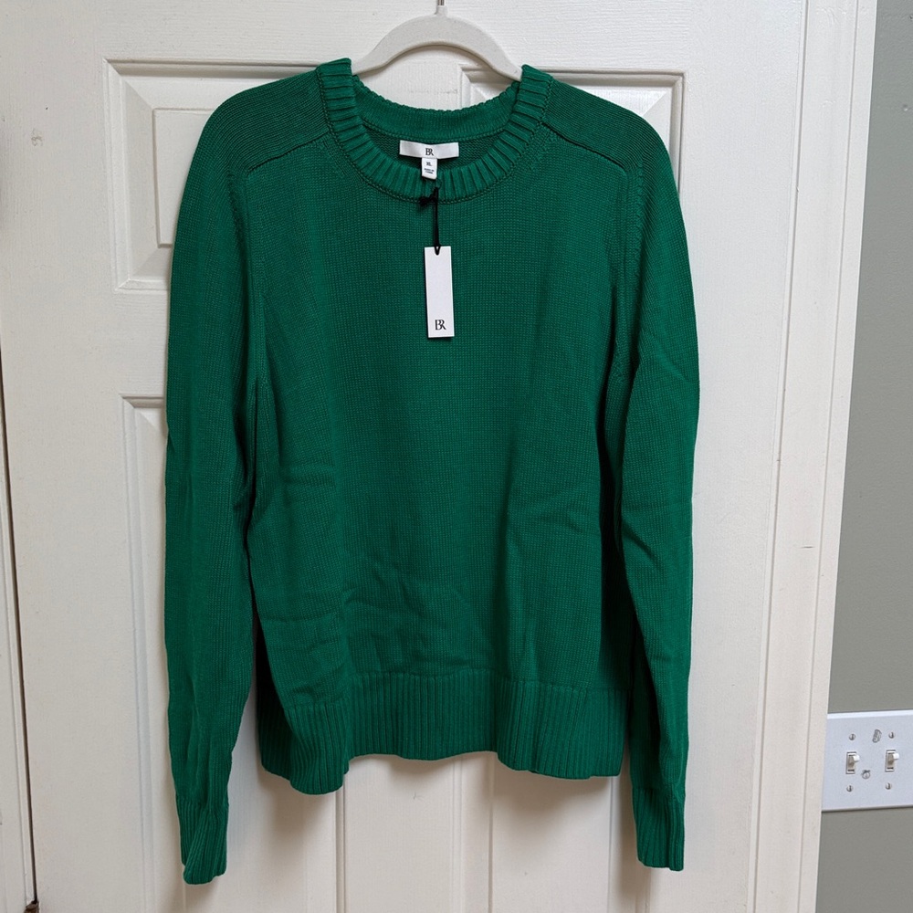 NWT Banana Republic Emerald Green cotton Silk Blend Crew Neck Sweater XL